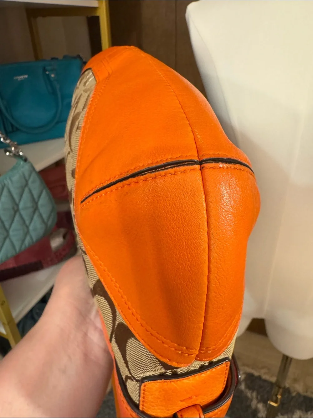 Coach Signature Canvas SoHo Hobo Bag in Khaki Orange